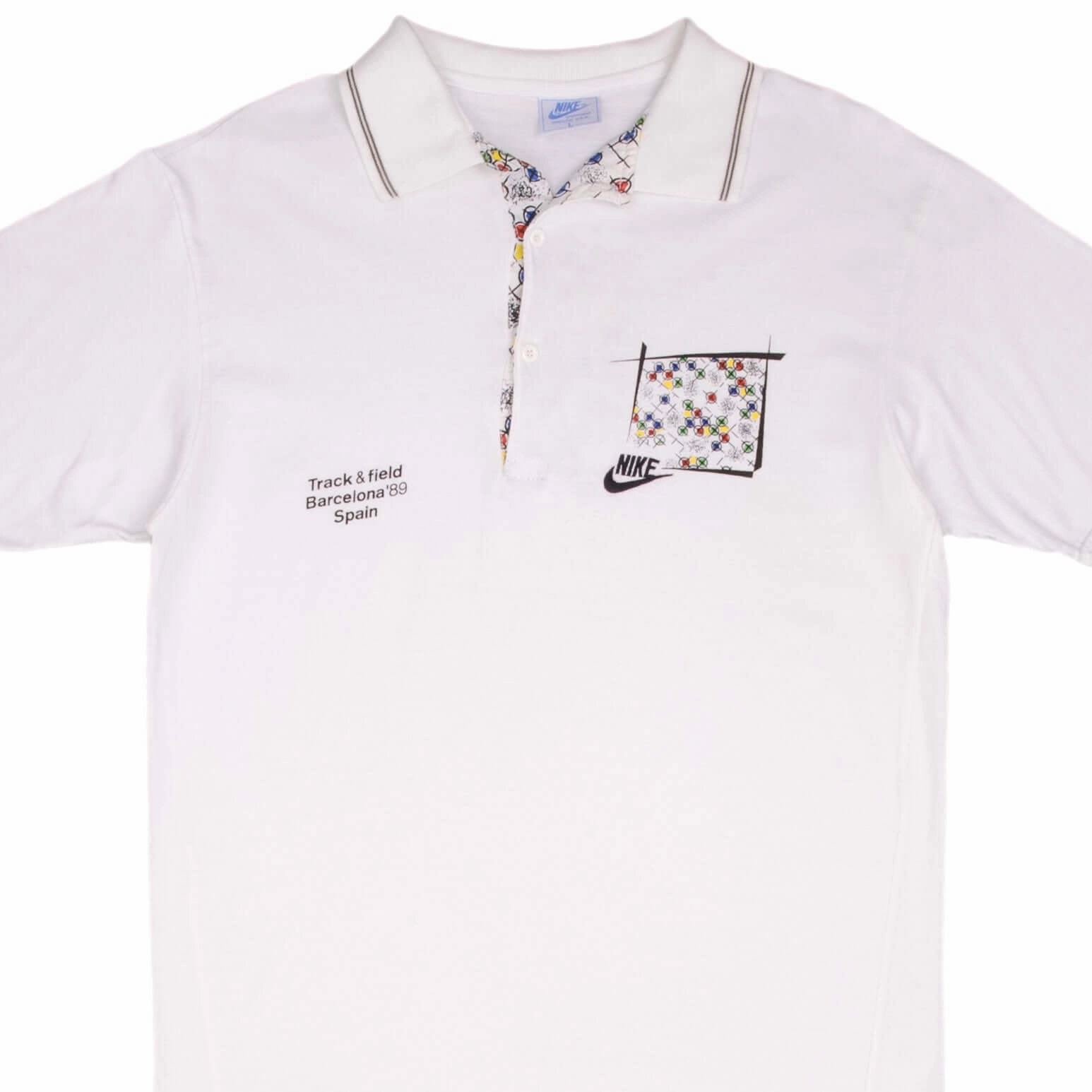 VINTAGE NIKE BARCELONA TRACK AND FIELD 1989 POLO SHIRT SIZE MEDIUM Universal Silhouette