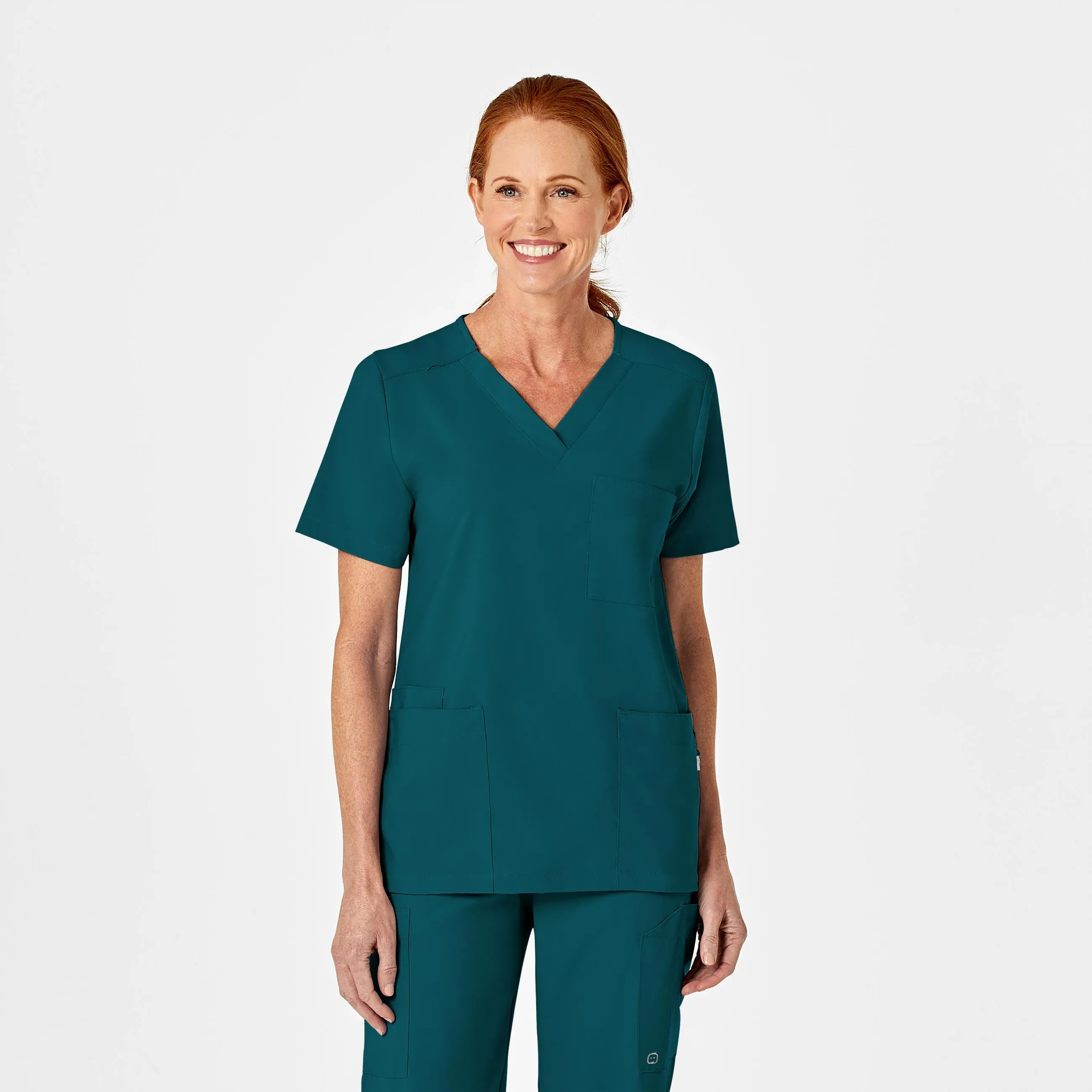 ThermalLining MultiPocket Design W123 Unisex 4 Pocket Utility Scrub Top - Caribbean