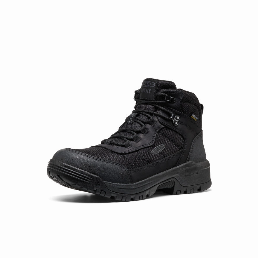Men's Skokie Waterproof Work Boot (Soft Toe)  |  Black/Black Construction Worker Modern Design