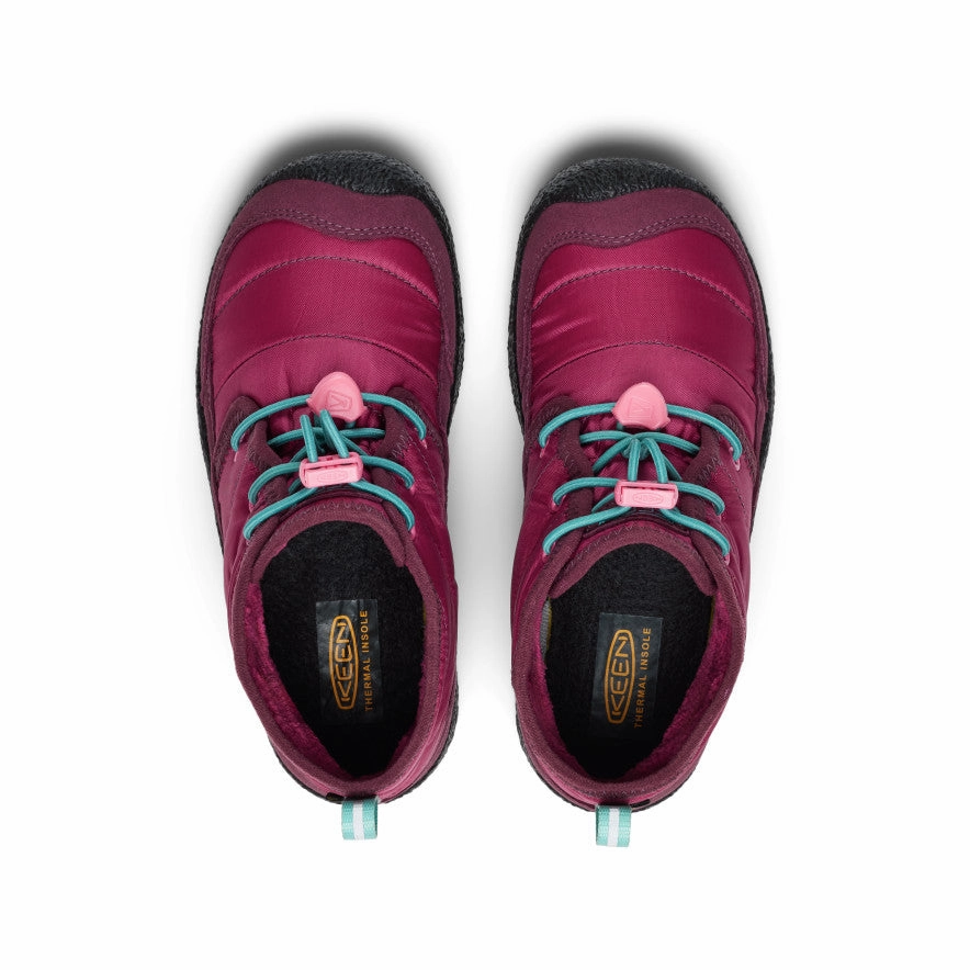 Durable Rubber Outsole Foot Relief Big Kids' Howser II Waterproof Chukka  |  Beaujolais/Pool Blue