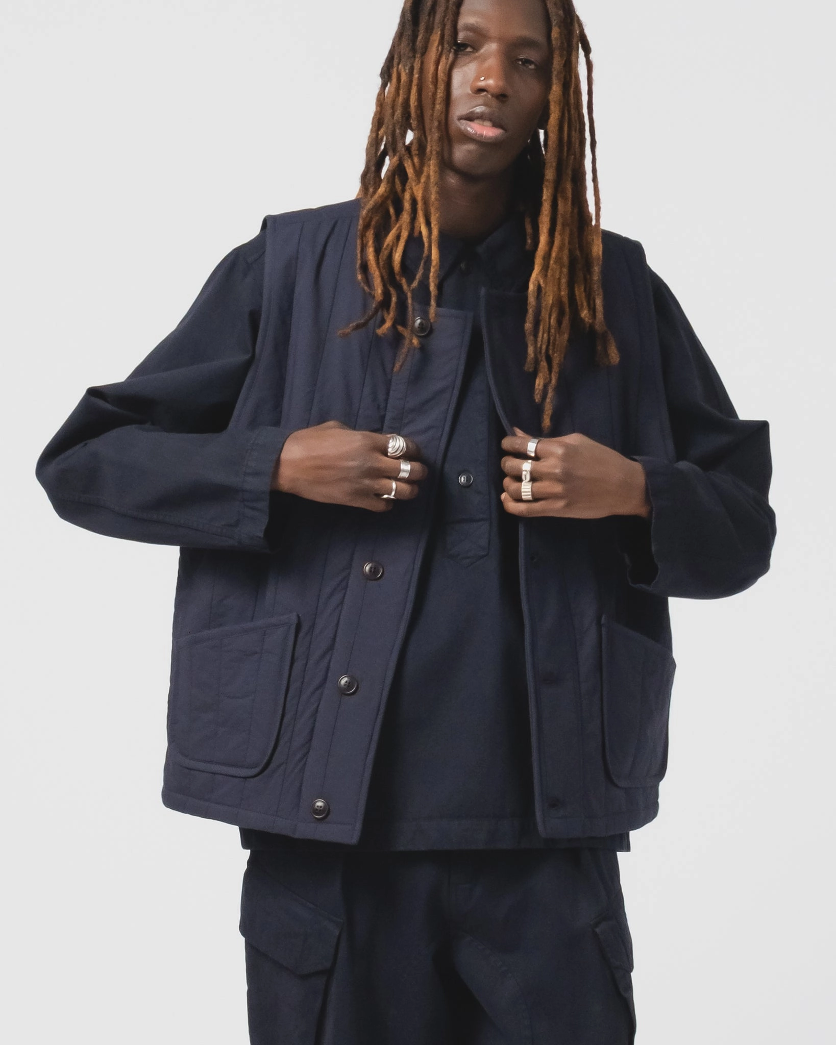 Cream suitable for talent shows Barrage Vest Quilted Cotton Inkt