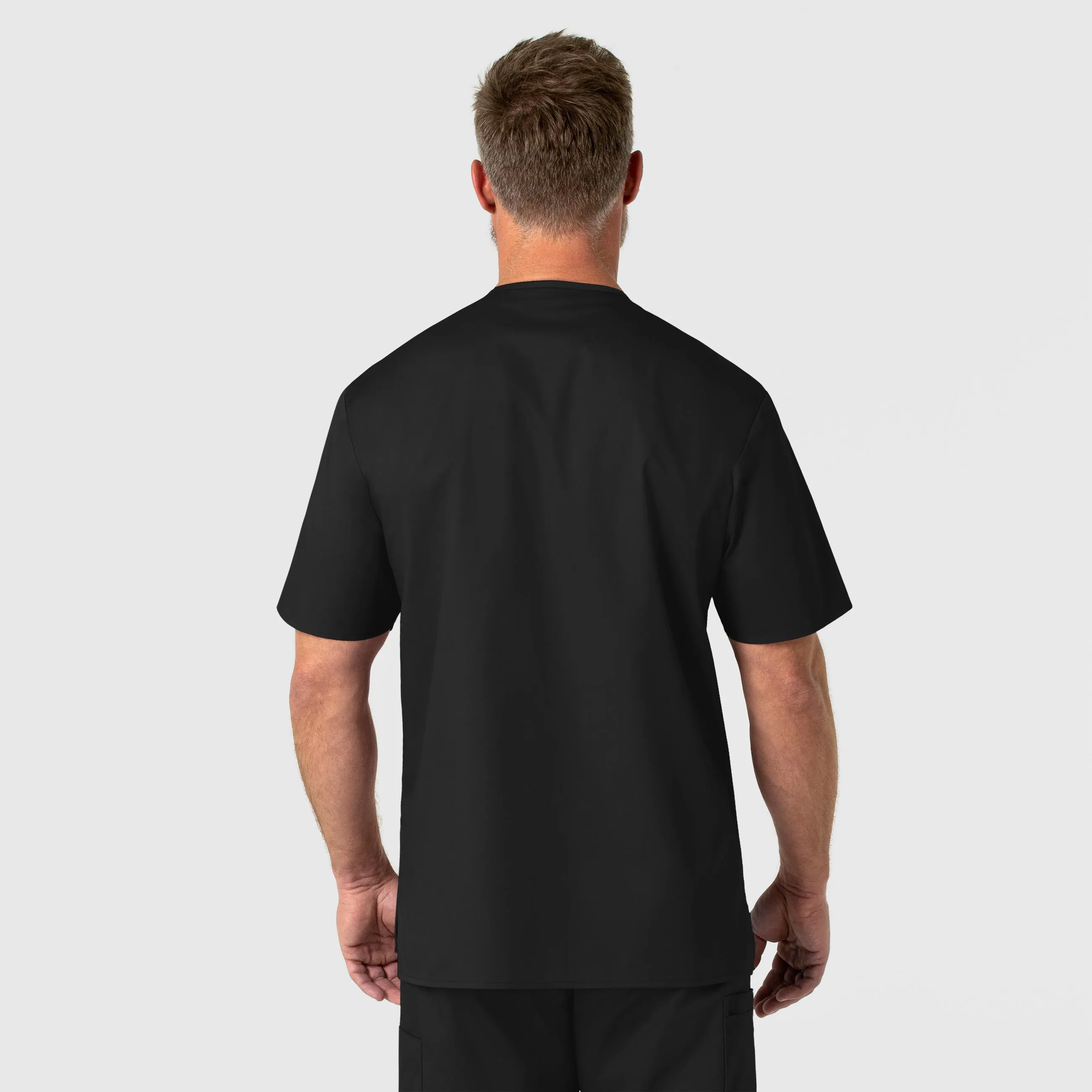 Tear Resistant Weave WonderWORK Men's V-Neck Scrub Top - Black
