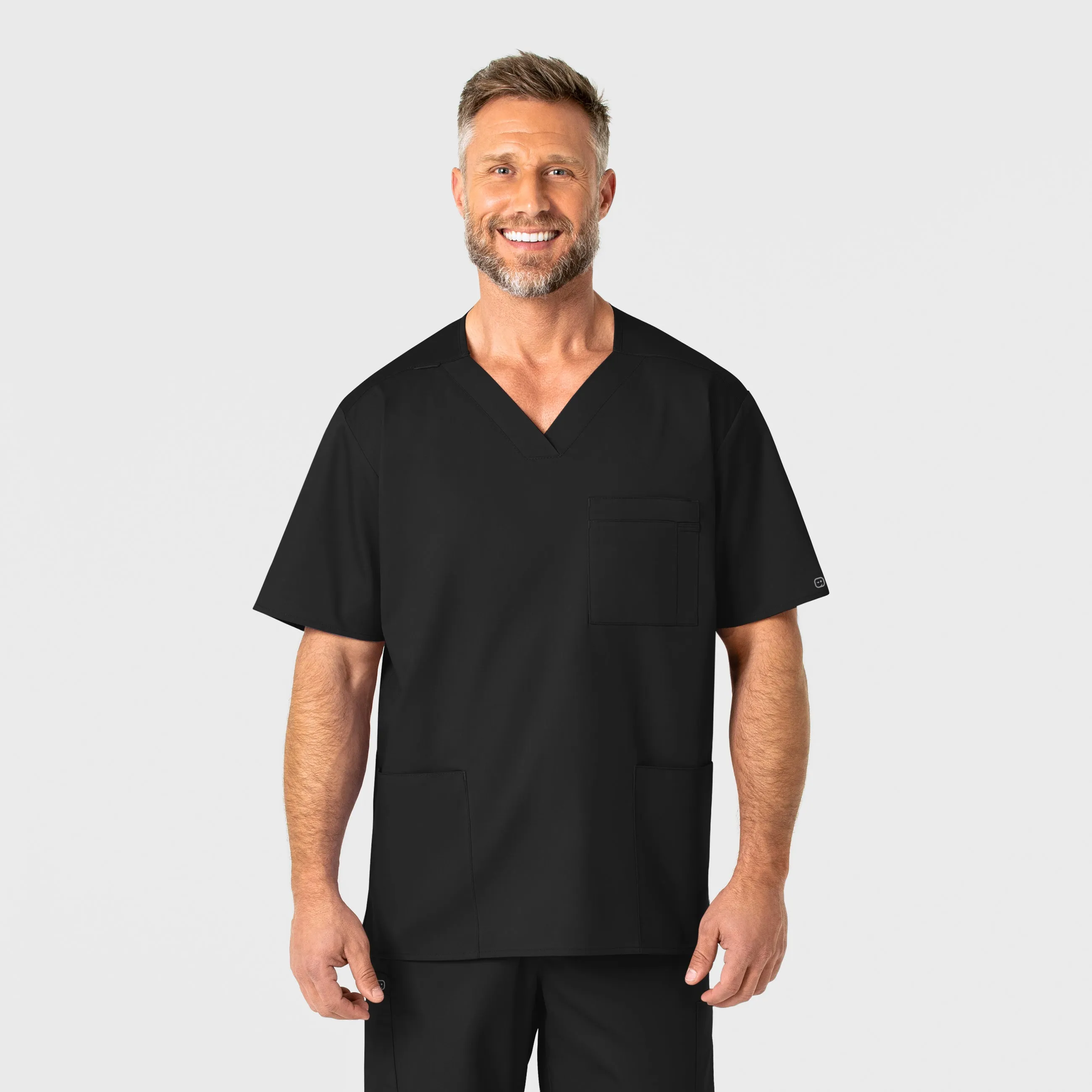 Easy Fit WonderWORK Men's V-Neck Scrub Top - Black