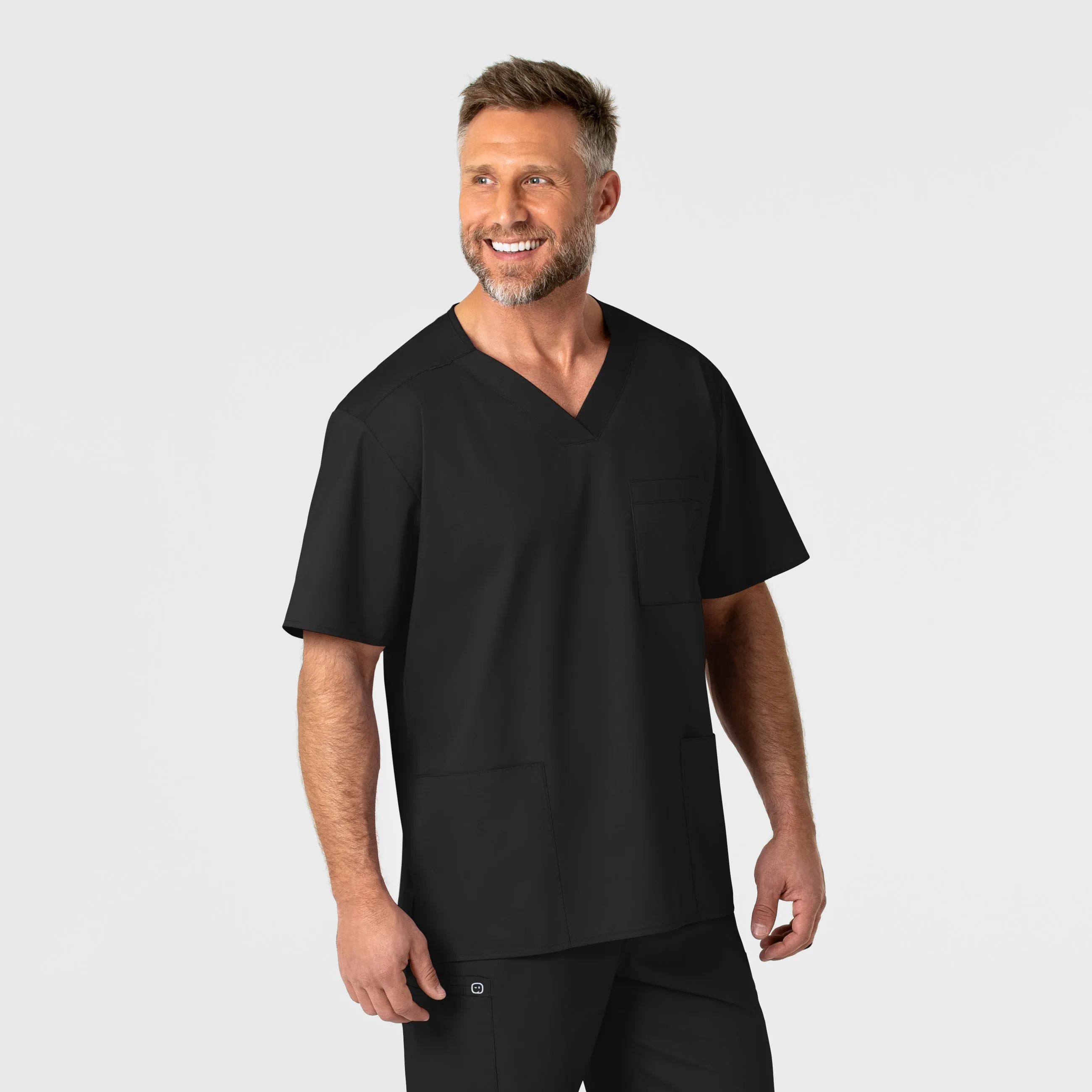 AdvancedAirflowChannels WonderWORK Men's V-Neck Scrub Top - Black