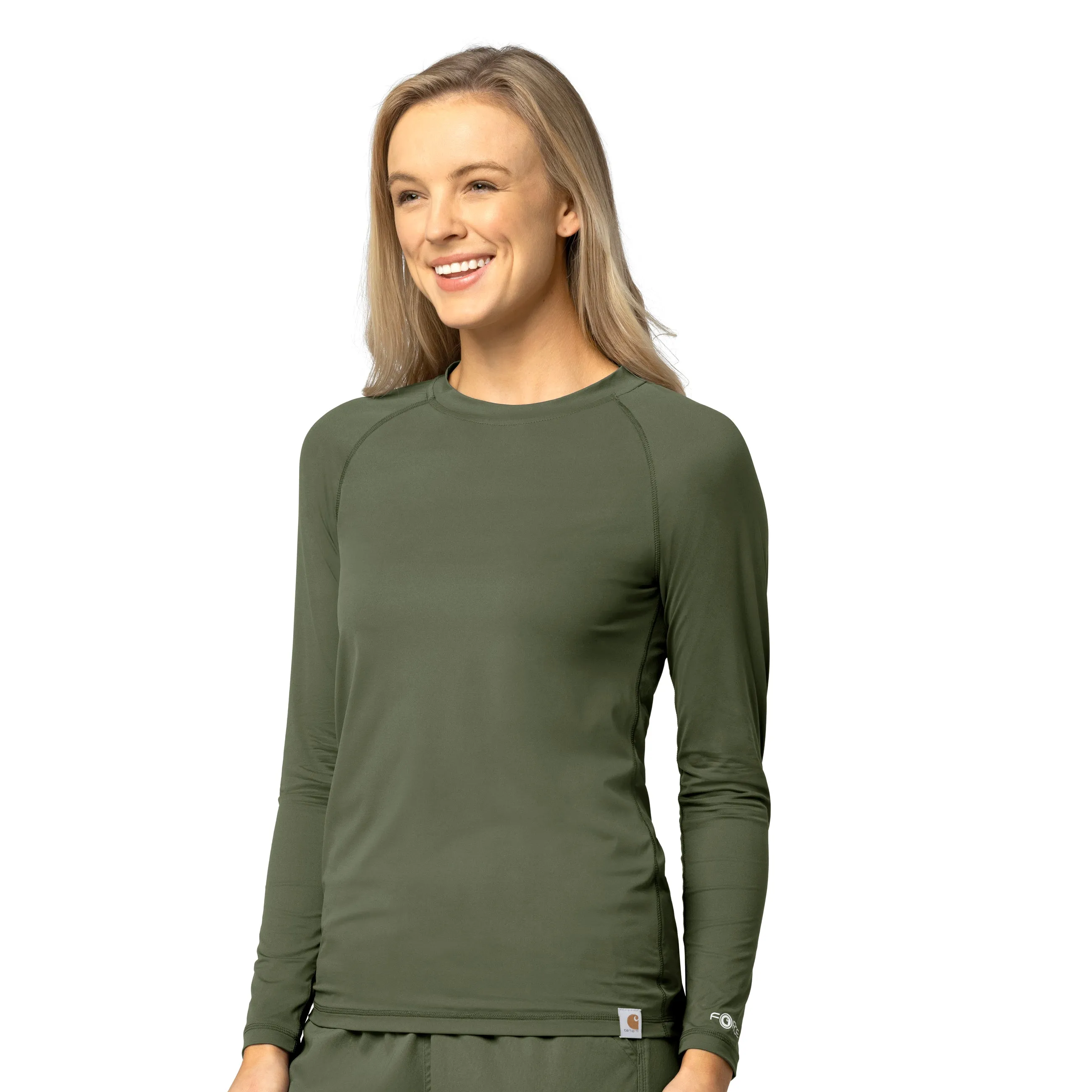 TemperatureRegulating Fabric Sport Top Carhartt Women's Performance Long Sleeve Tee - Olive
