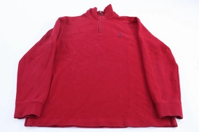 Polo by Ralph Lauren Embroidered Logo Red Quarter Zip Sweater product festival wear fun product tassel movement