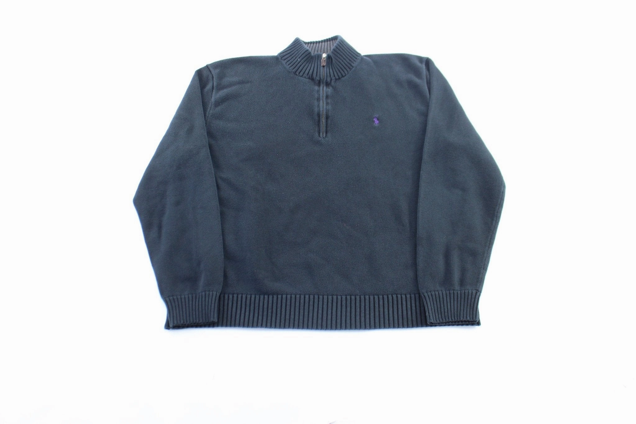 Polo by Ralph Lauren Embroidered Logo Black Zip Up Sweater product after sales service