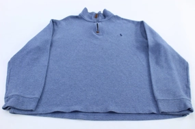 Basic Wear Polo Ralph Lauren Embroidered Logo Blue Quarter Zip Sweater