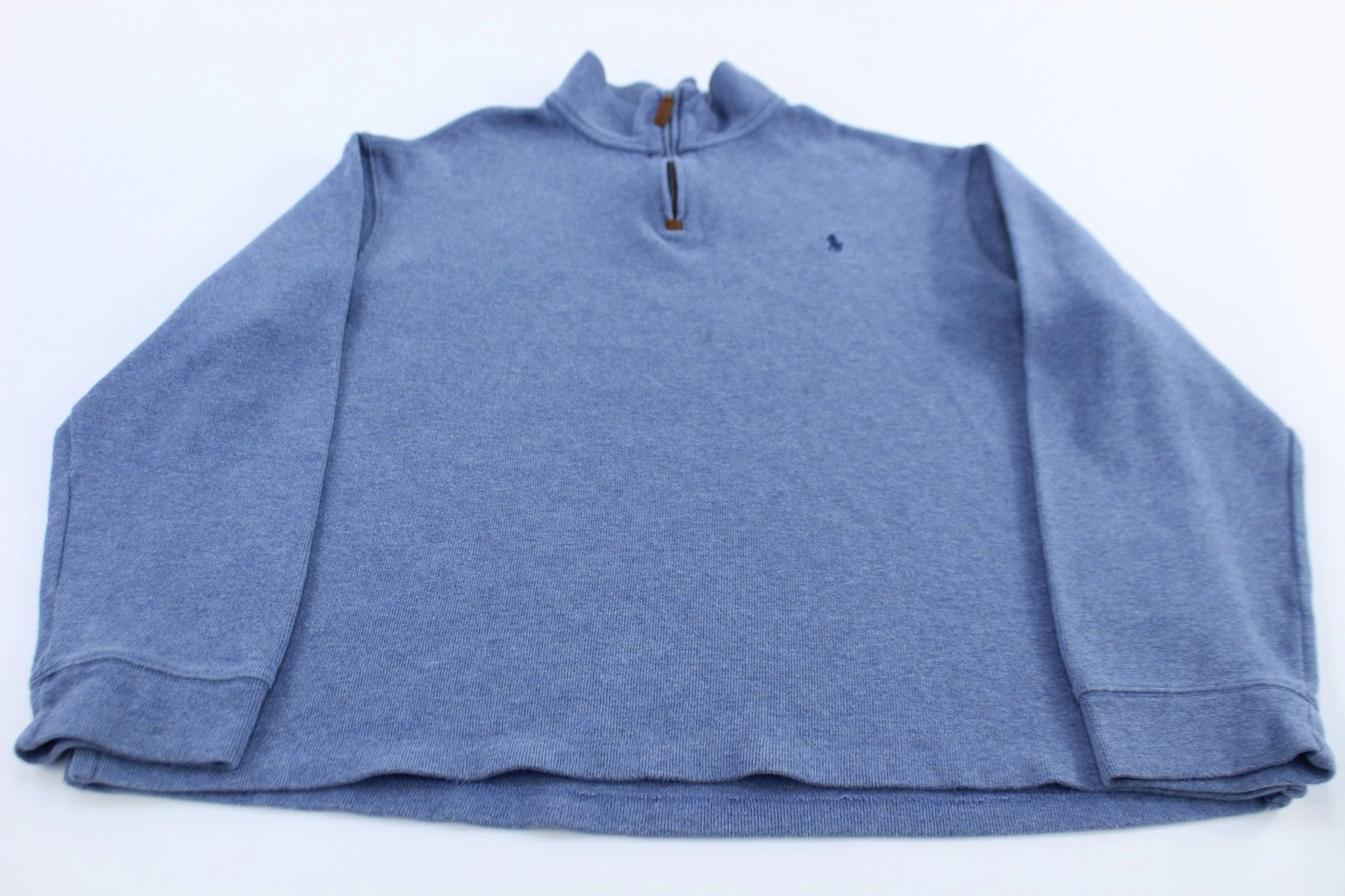 Basic Wear Polo Ralph Lauren Embroidered Logo Blue Quarter Zip Sweater