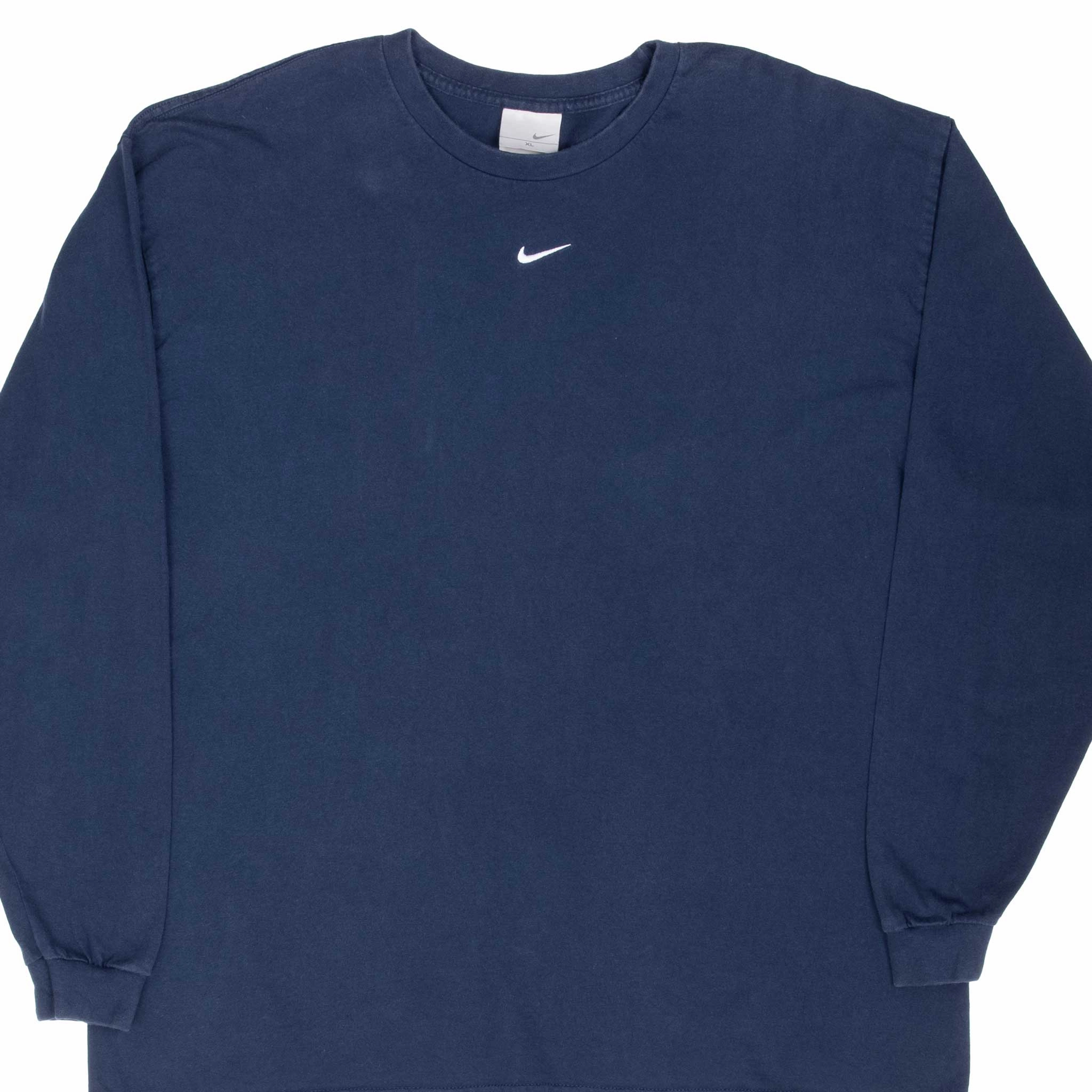VINTAGE NIKE CENTER SWOOSH NAVY LONG SLEEVE TEE SHIRT 2000S XL Casual Day Wear