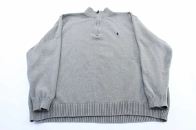 Camping Comfort Polo by Ralph Lauren Embroidered Logo Grey Pullover Sweater