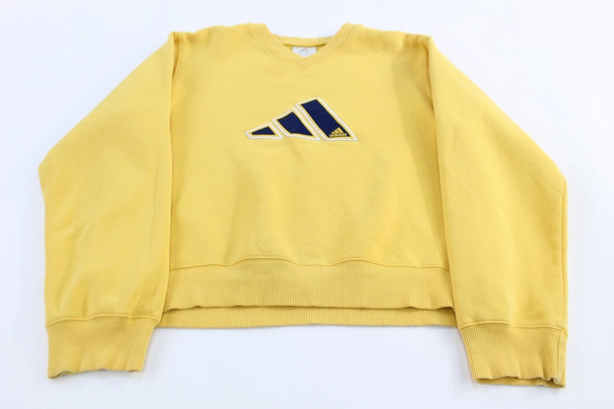 Vintage Adidas Embroidered Logo Yellow Sweatshirt product running suitable speed Anti fungal