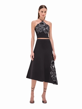 Double Layered Hem Lounge Outfit Relle Top in Black