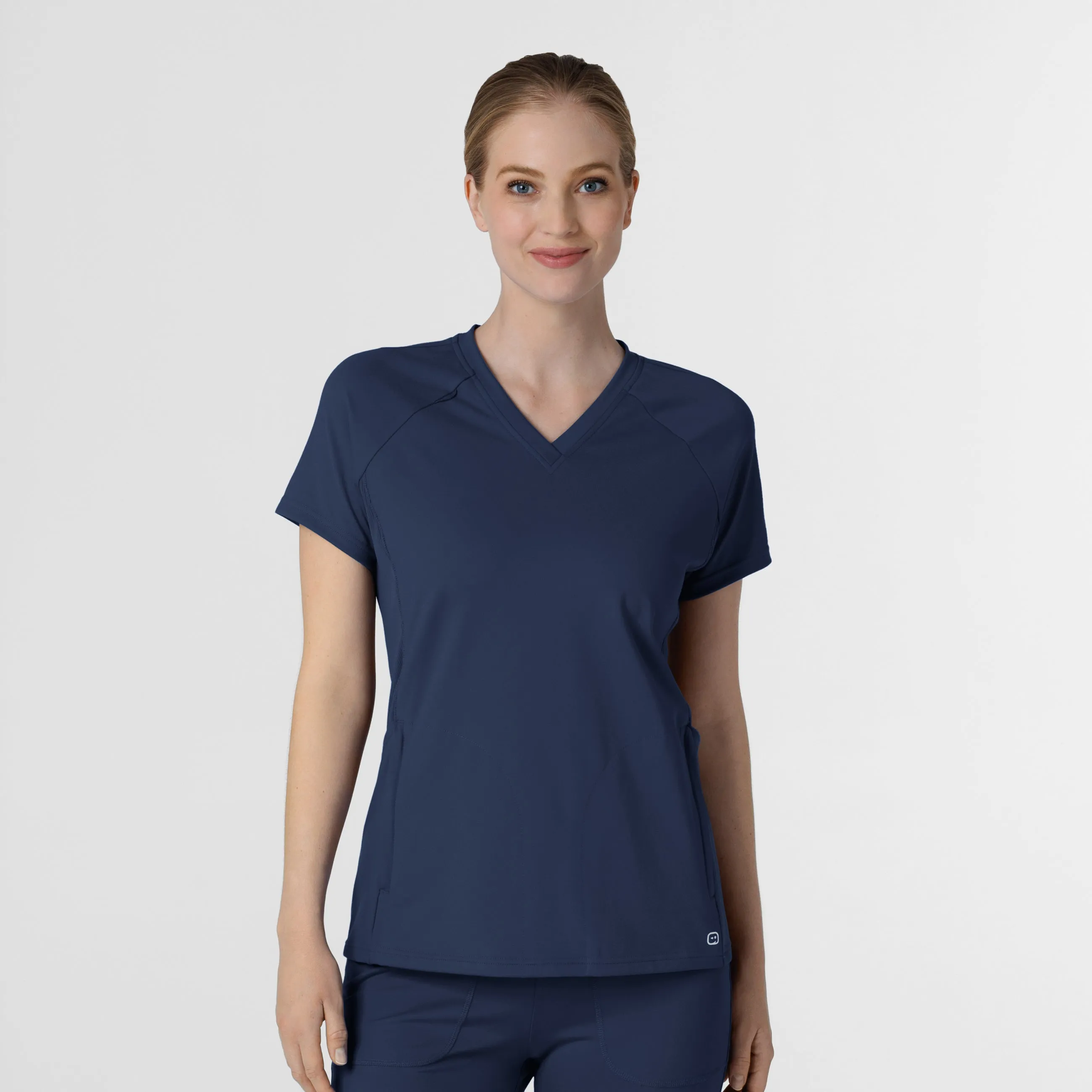 HighStretchElastic RENEW Knit Women's Flex-n-Reach V-Neck Raglan Scrub Top - Navy