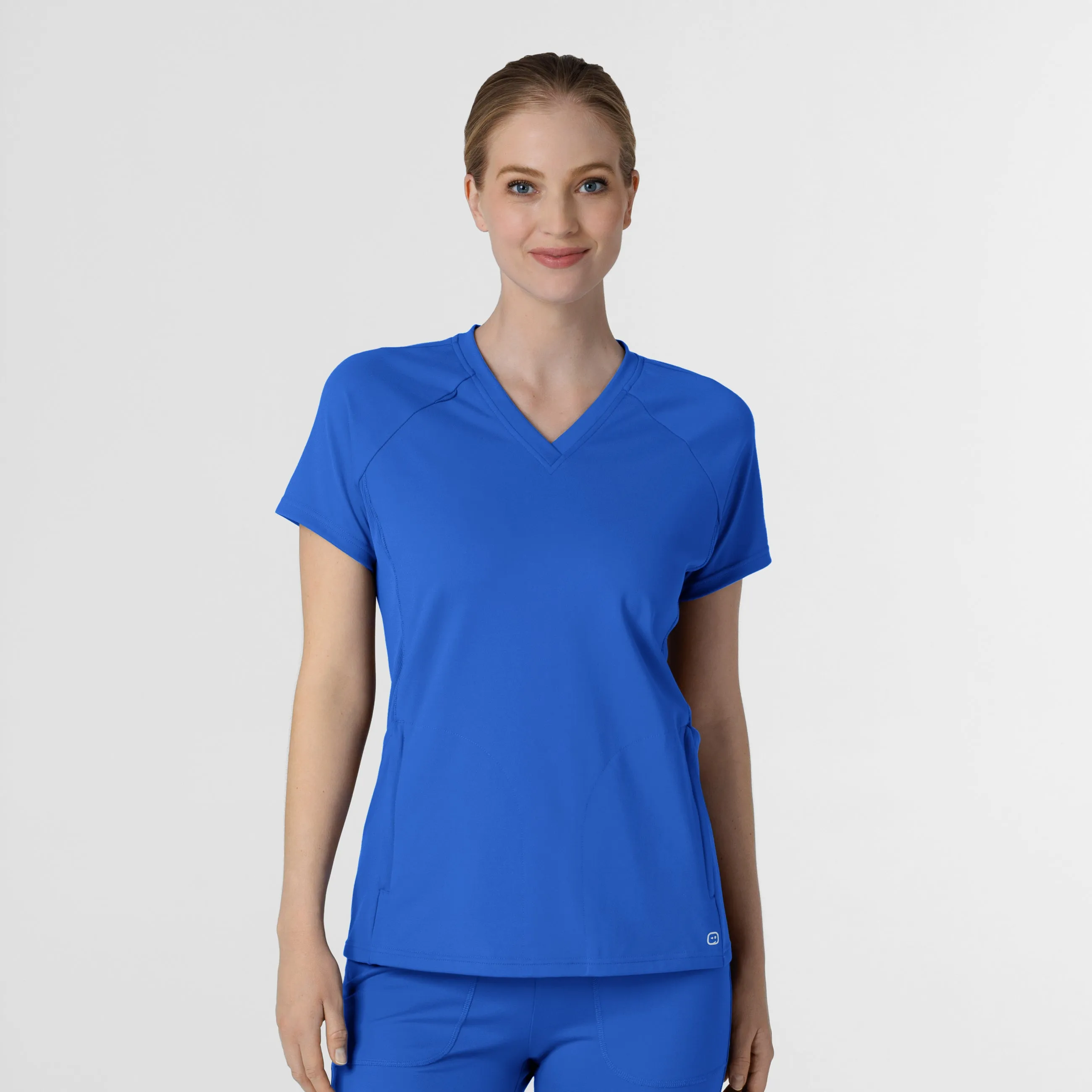 OdorControl Technology Airflow Ventilation Zones RENEW Knit Women's Flex-n-Reach V-Neck Raglan Scrub Top - Royal