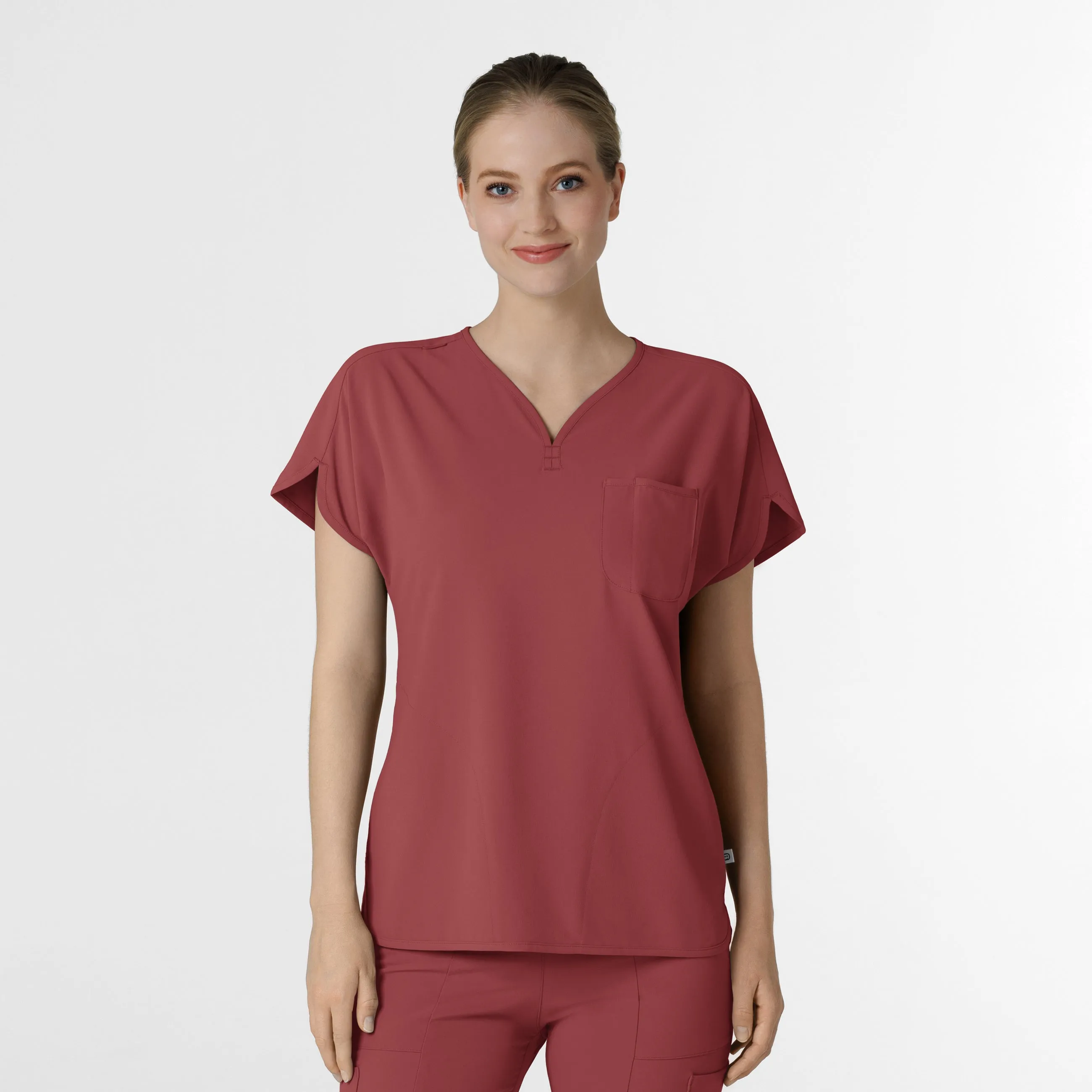 Cozy Sweatshirt Stylish Look RENEW Women's Dolman Scrub Top - Ruby