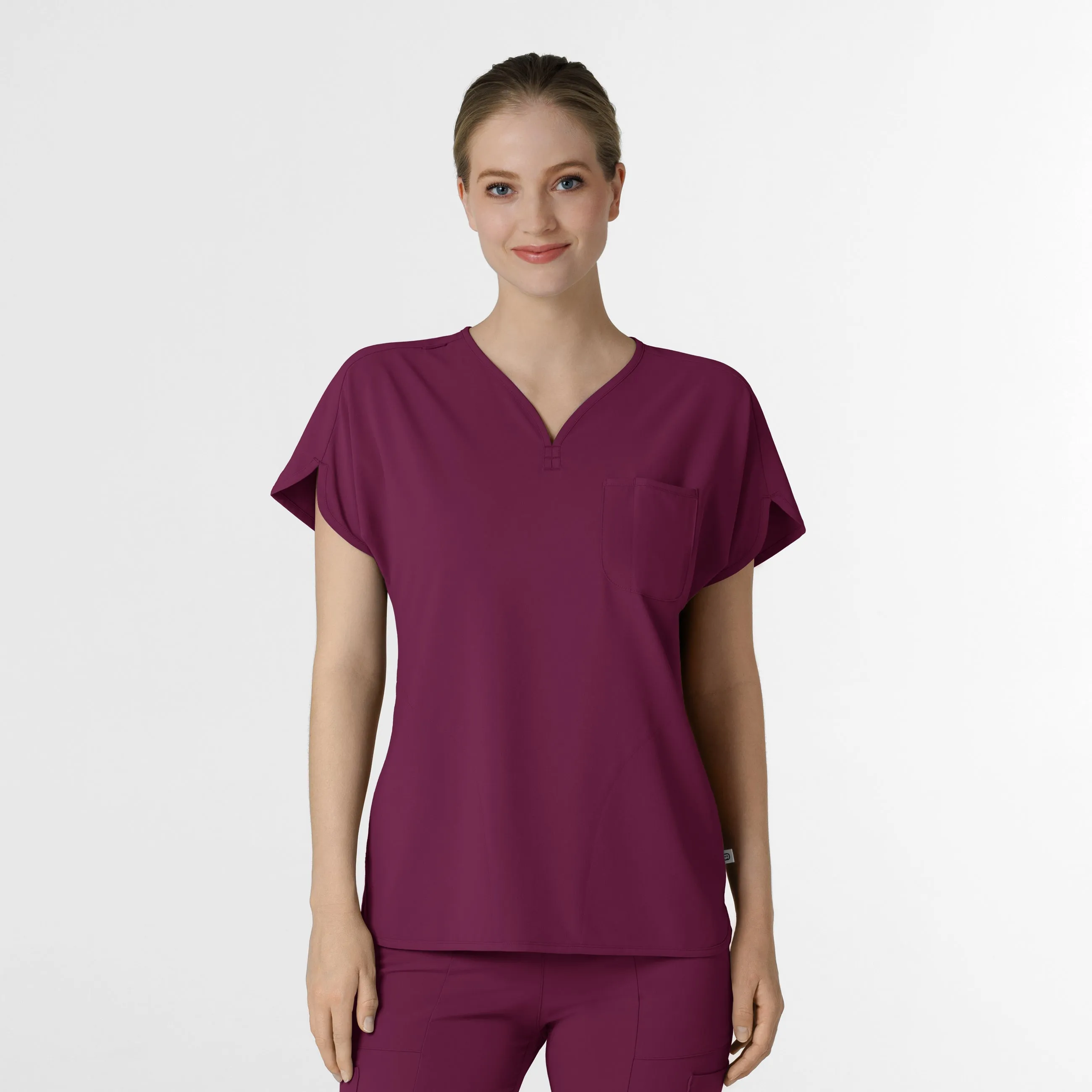 RENEW Women's Dolman Scrub Top - Wine HiddenVentilationPockets