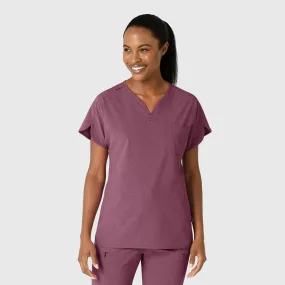 Flatlock stitching QuickDryTechnology RENEW Women's Dolman Scrub Top - Wine Heather