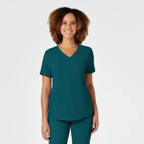 Drop Shoulder Cut Hypoallergenic Lining RENEW Women's V-Neck Scrub Top - Caribbean Blue