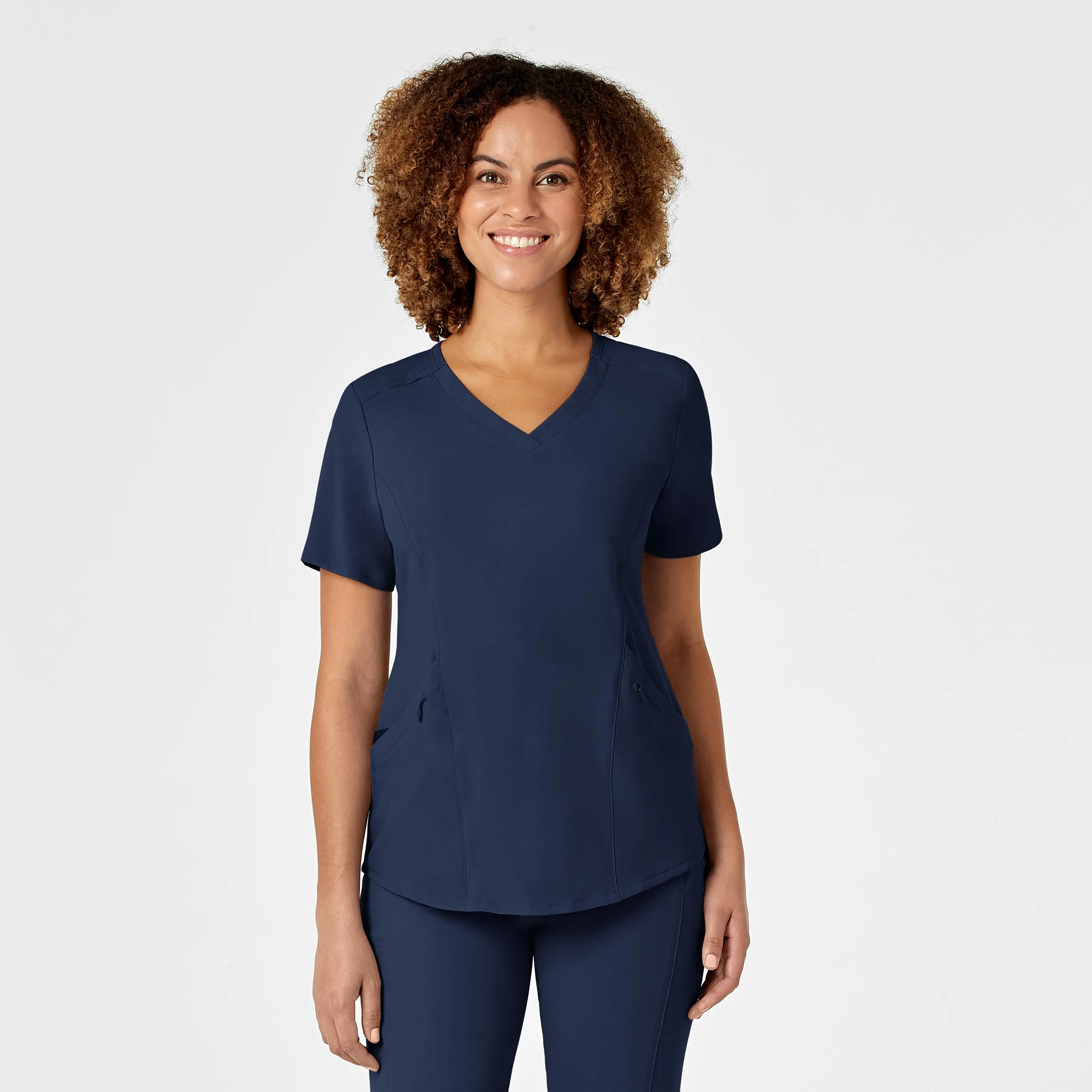 Bonded Seam Technique Airflow Vents RENEW Women's V-Neck Scrub Top - Navy