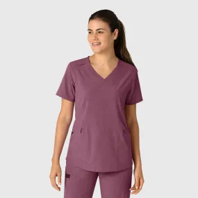 RENEW Women's V-Neck Scrub Top - Wine Heather Activewear Top