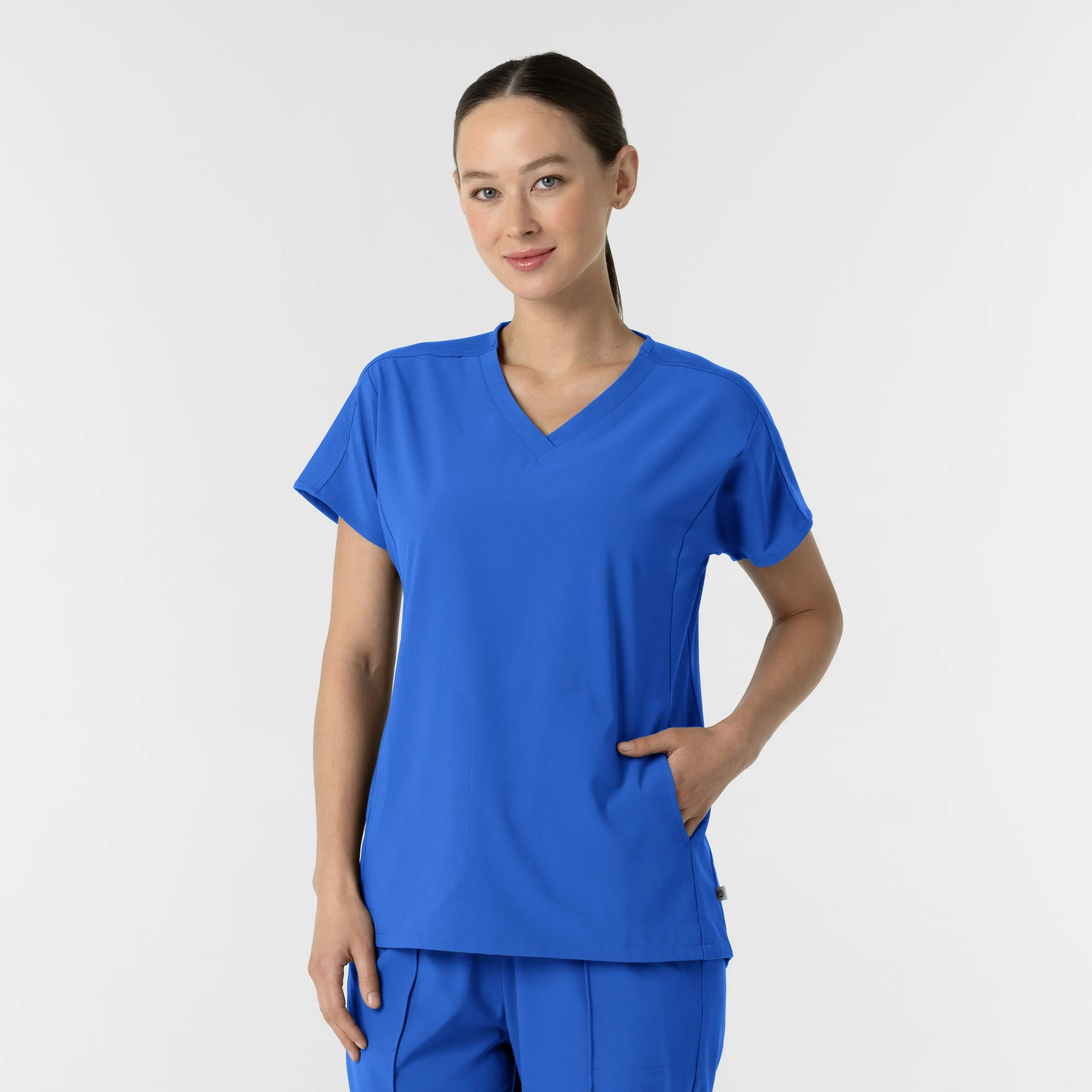 Resilient Fabric Blend RENEW Women's V-Neck Tunic Scrub Top - Royal