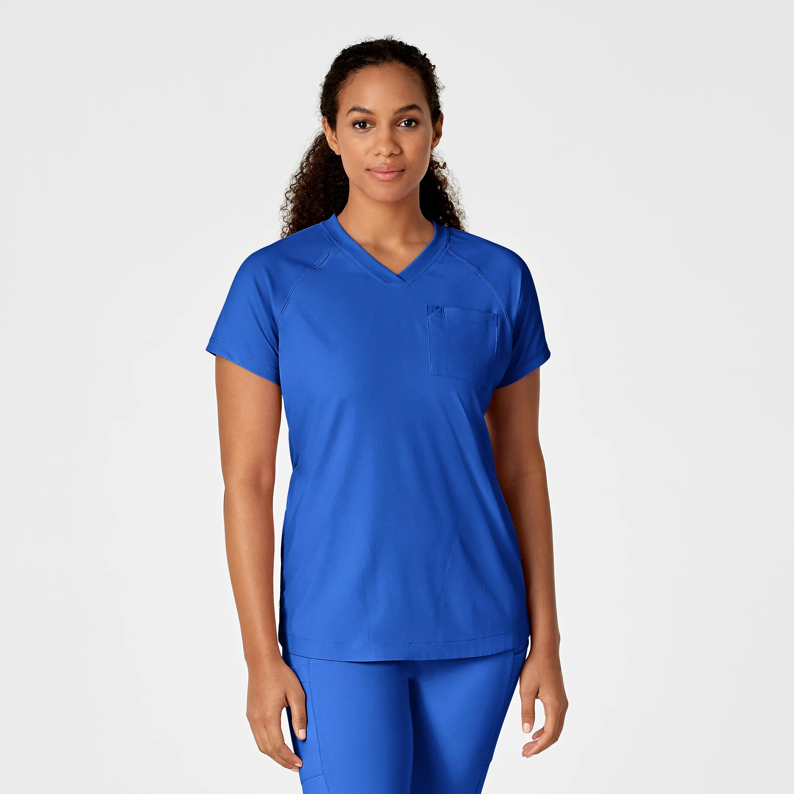 Recycled Material Blend RENEW Women's Yoga V-Neck Scrub Top - Royal