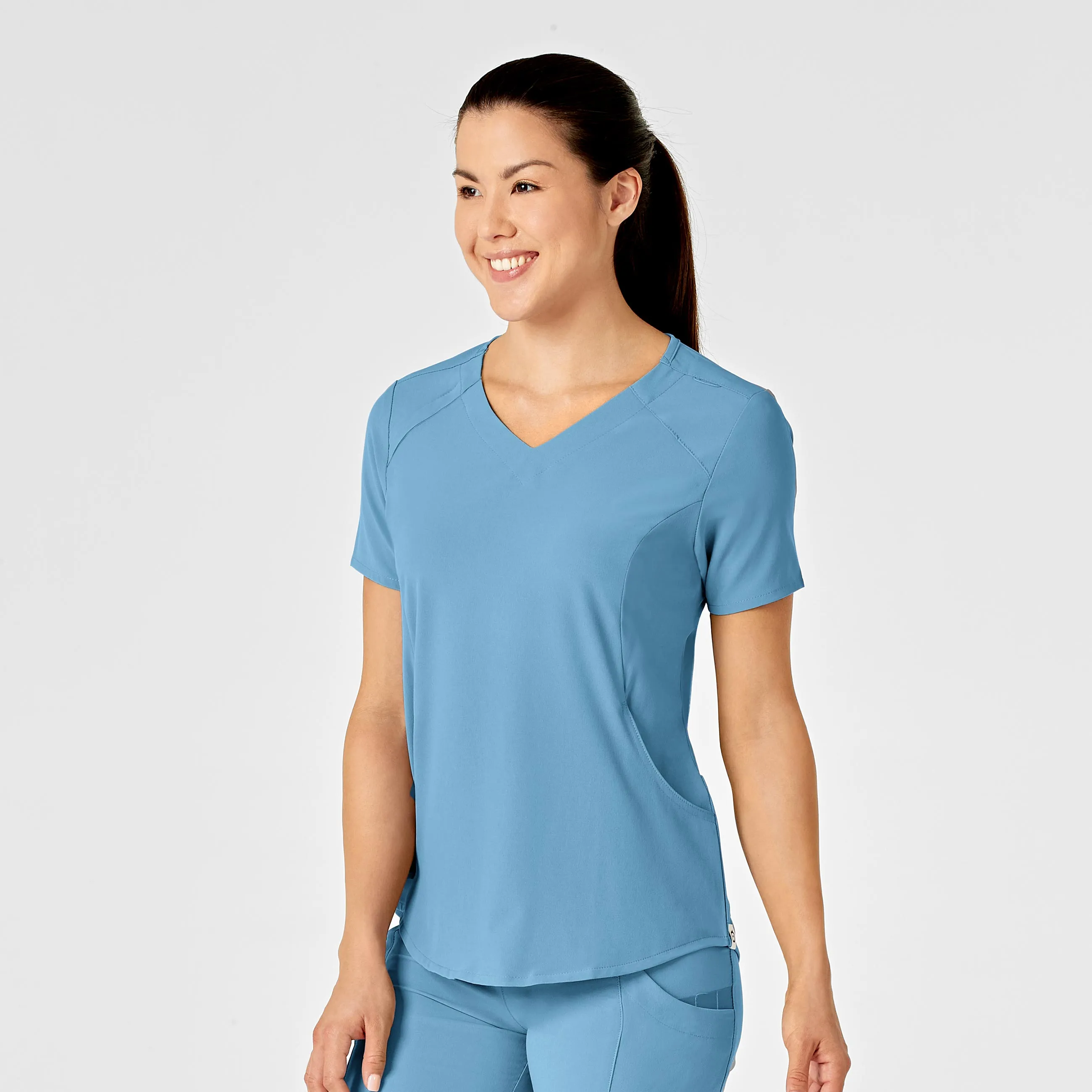 AntiStatic Treatment RENEW Women's Zip Accent Scrub Top - Bay Blue