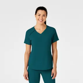 RENEW Women's Zip Accent Scrub Top - Caribbean Fitted Tank