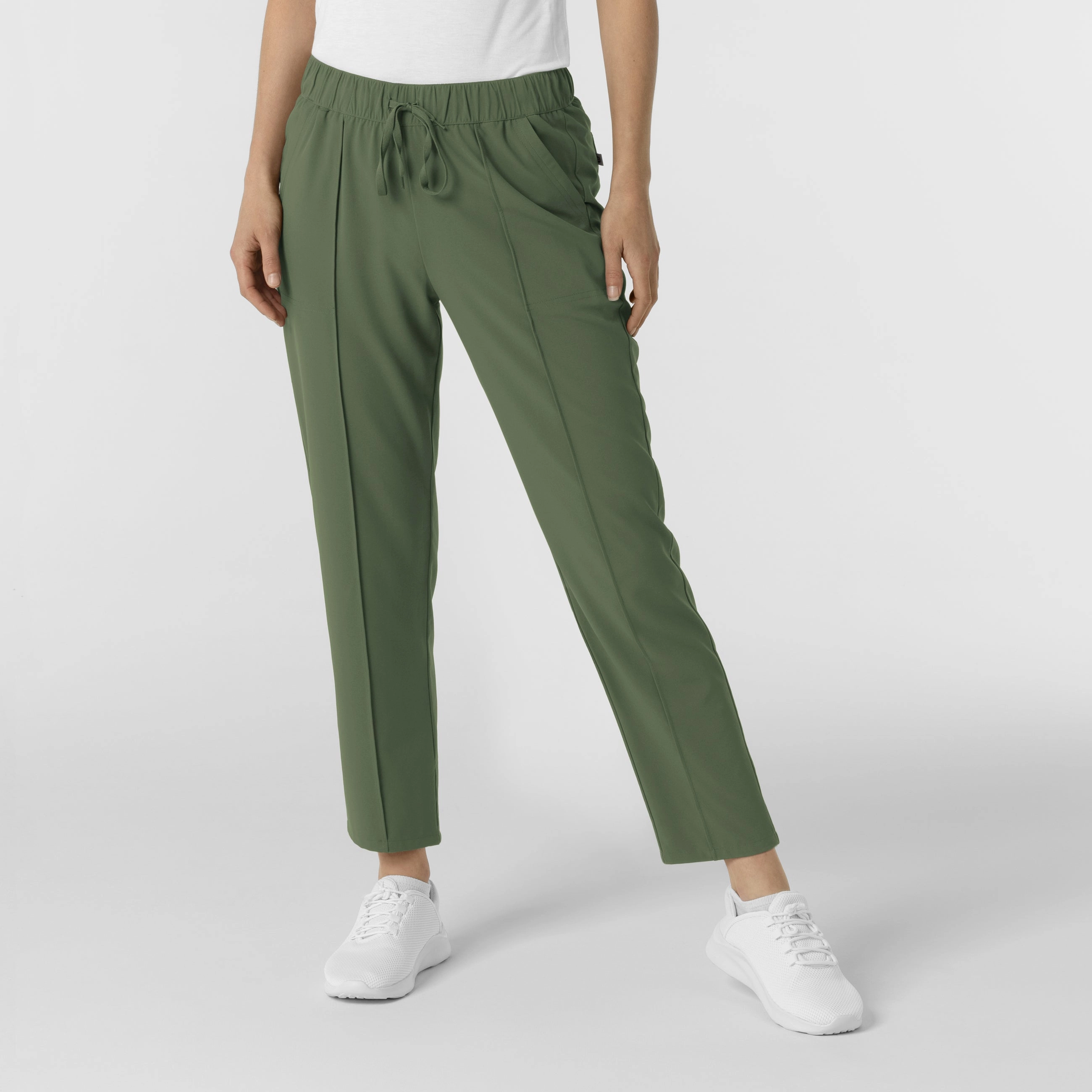 No Sagging Easy Fit RENEW Edit Women's Tapered Ankle Scrub Trouser - Olive