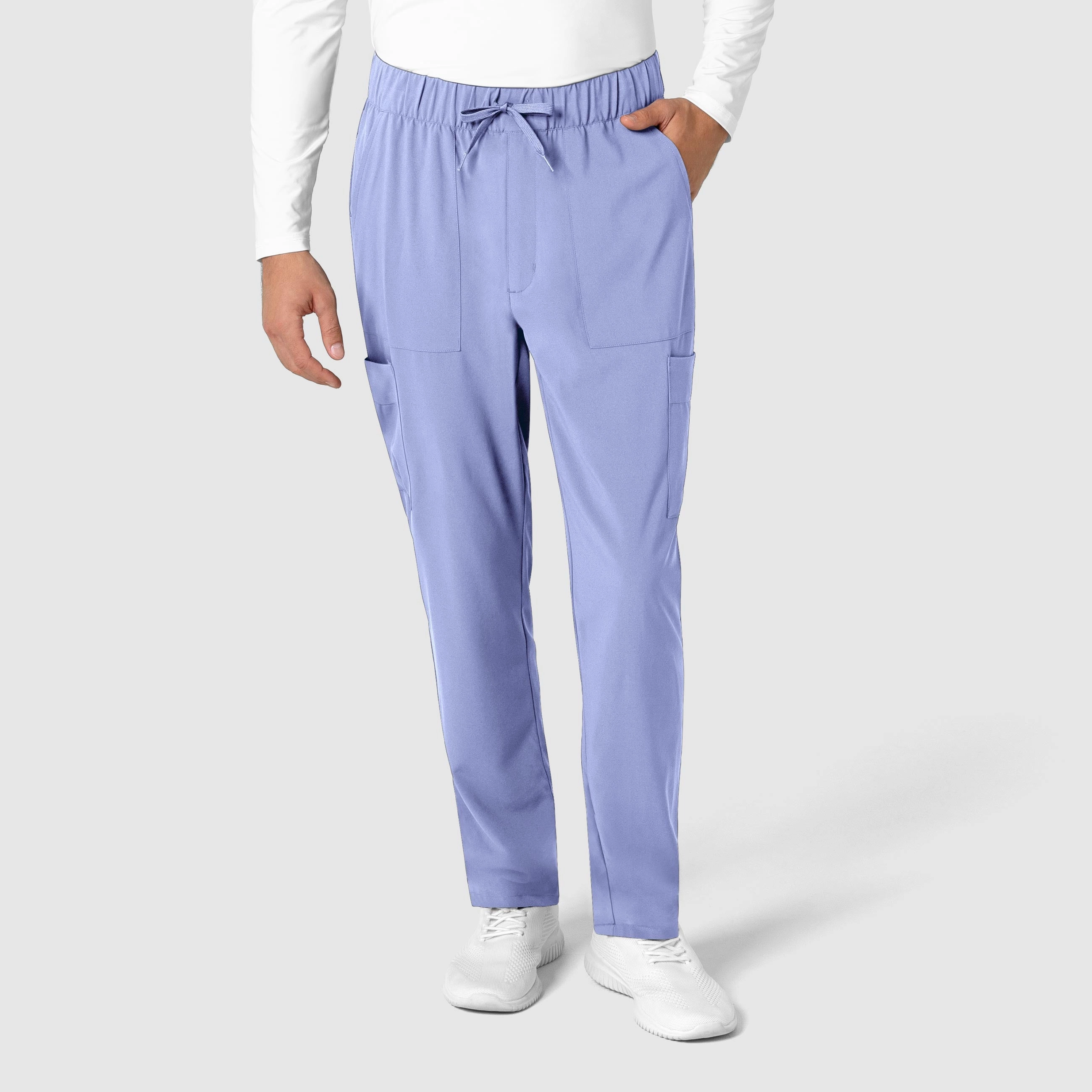 RENEW Men's Tapered Scrub Pant - Ceil Blue Comfort Cushioning Adjustable Fit