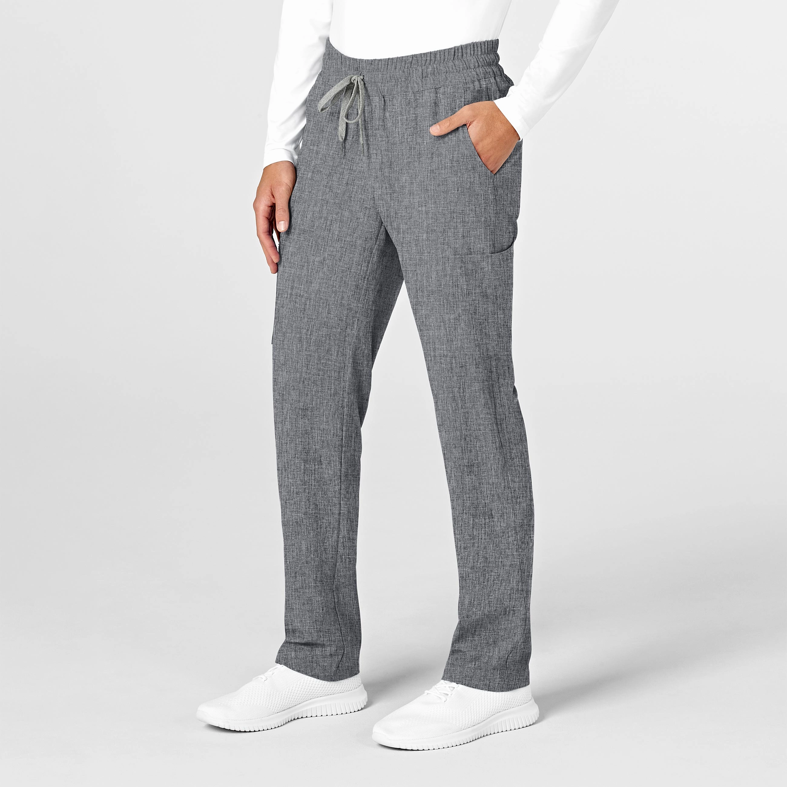 Comfortable Movement Low Bulk Design RENEW Mens Straight Slim Scrub Pant - Grey Heather