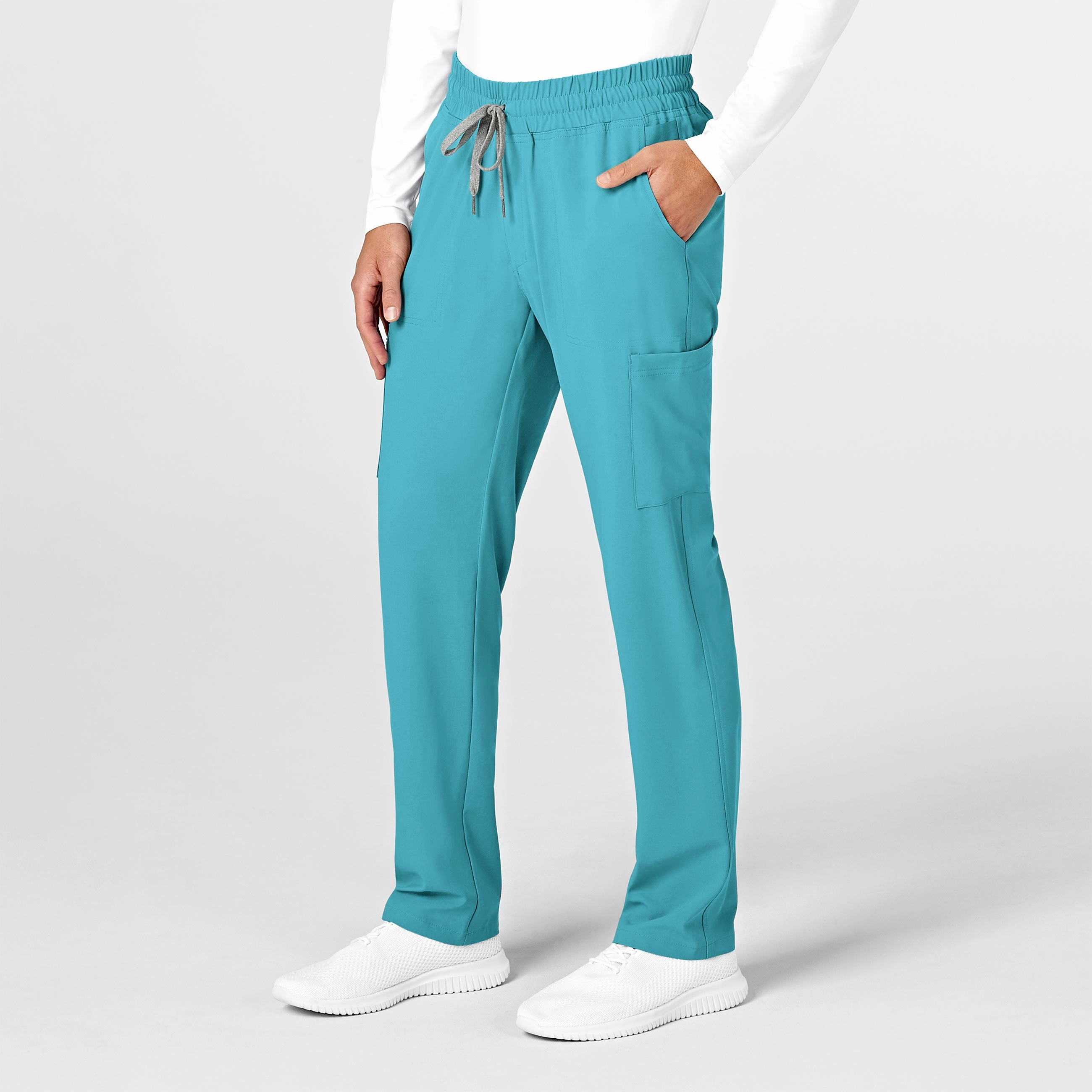 Anti Slip Waistband RENEW Mens Straight Slim Scrub Pant - Teal Blue