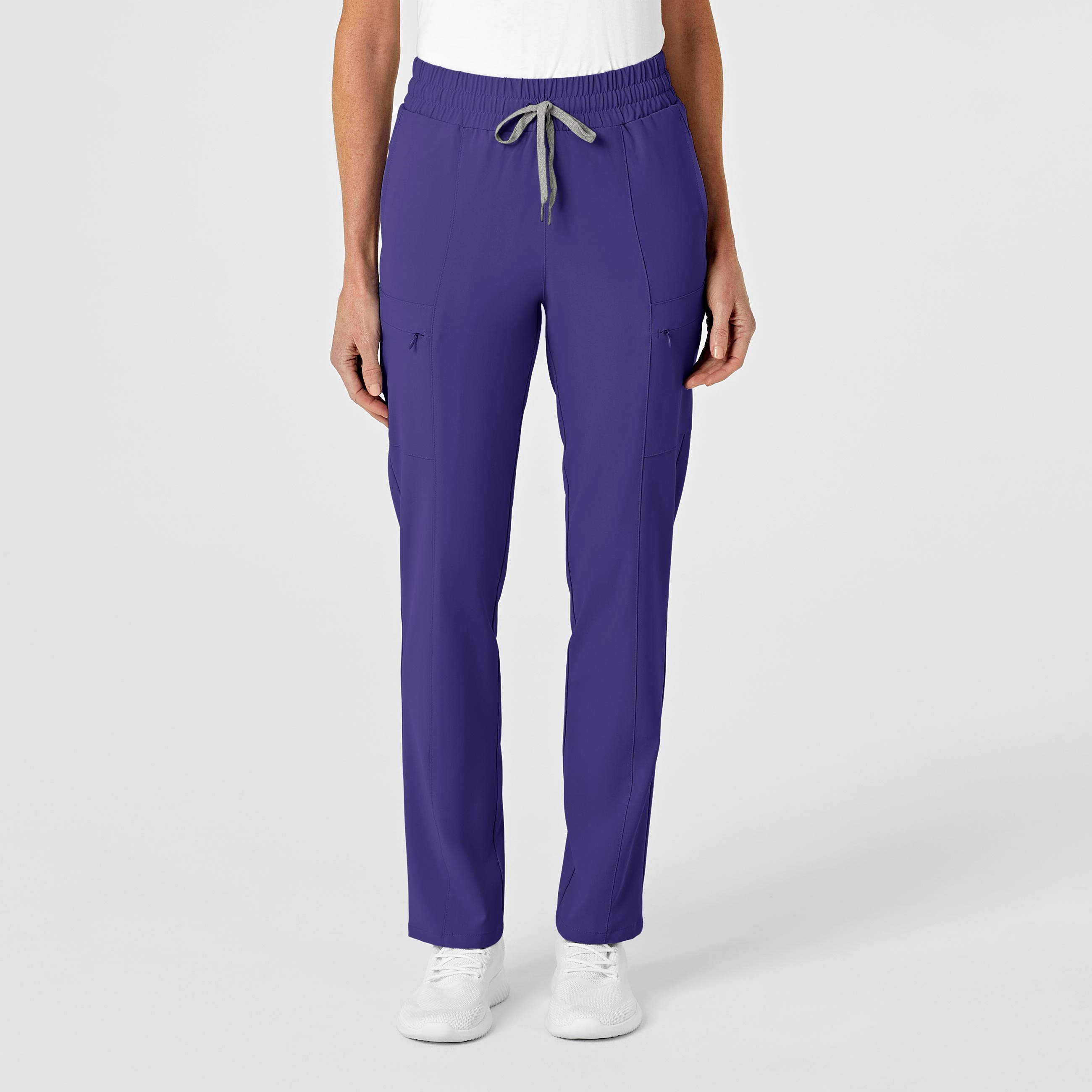 RENEW Women's High Waist Slim Leg Scrub Pant - Grape ElasticCuffs Moisture Management