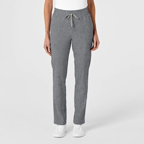 RENEW Women's High Waist Slim Leg Scrub Pant - Grey Heather Flexible Layer Fit