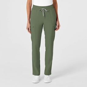 Premium Quality Dark wash RENEW Women's High Waist Slim Leg Scrub Pant - Olive