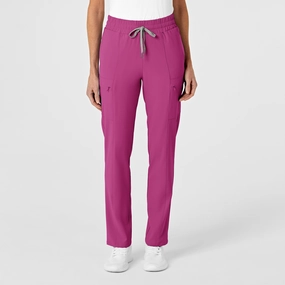 Functional Layers RENEW Women's High Waist Slim Leg Scrub Pant - Raspberry