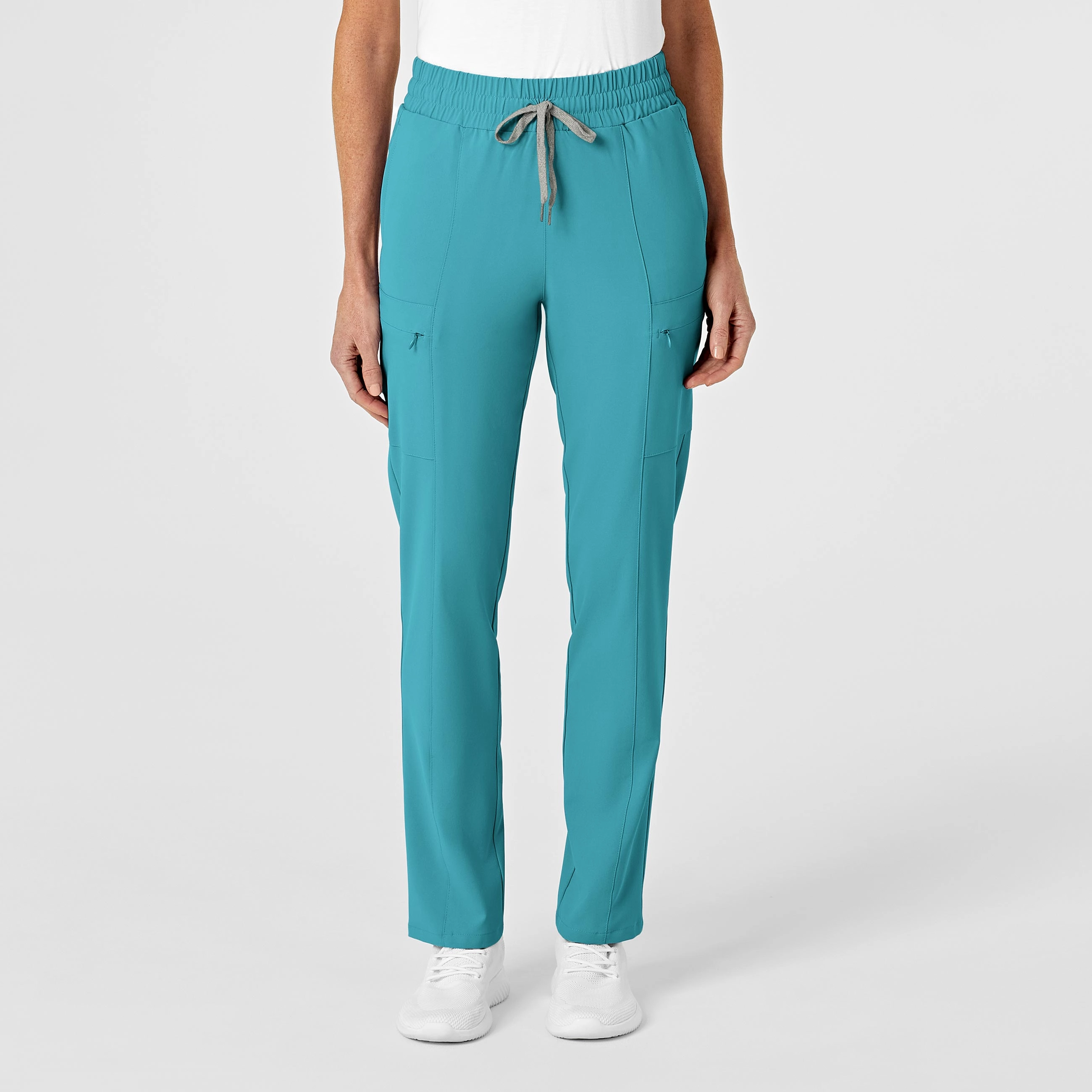 Travel Friendly Elastic waist RENEW Women's High Waist Slim Leg Scrub Pant - Teal Blue