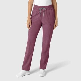 RENEW Women's High Waist Slim Leg Scrub Pant - Wine Heather Stay Flexible