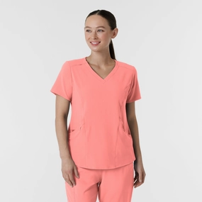 RENEW Women's V-Neck Scrub Top - Paradise Pink TwillWeave