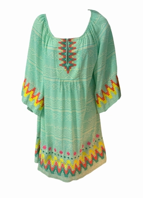 Tiered-Skirt Moment Glow Uncle Frank Women??s Turquoise Dress M