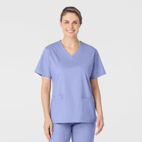 EasyCareMaterial WonderWORK Women's V-Neck Scrub Top - Ceil Blue