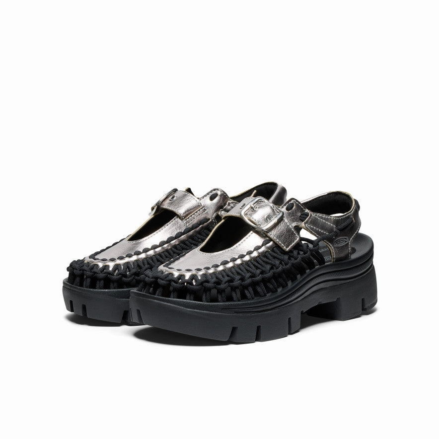 All Gender UNEEK PLT Mary Jane Sneaker  |  Silver/Black Off Duty
