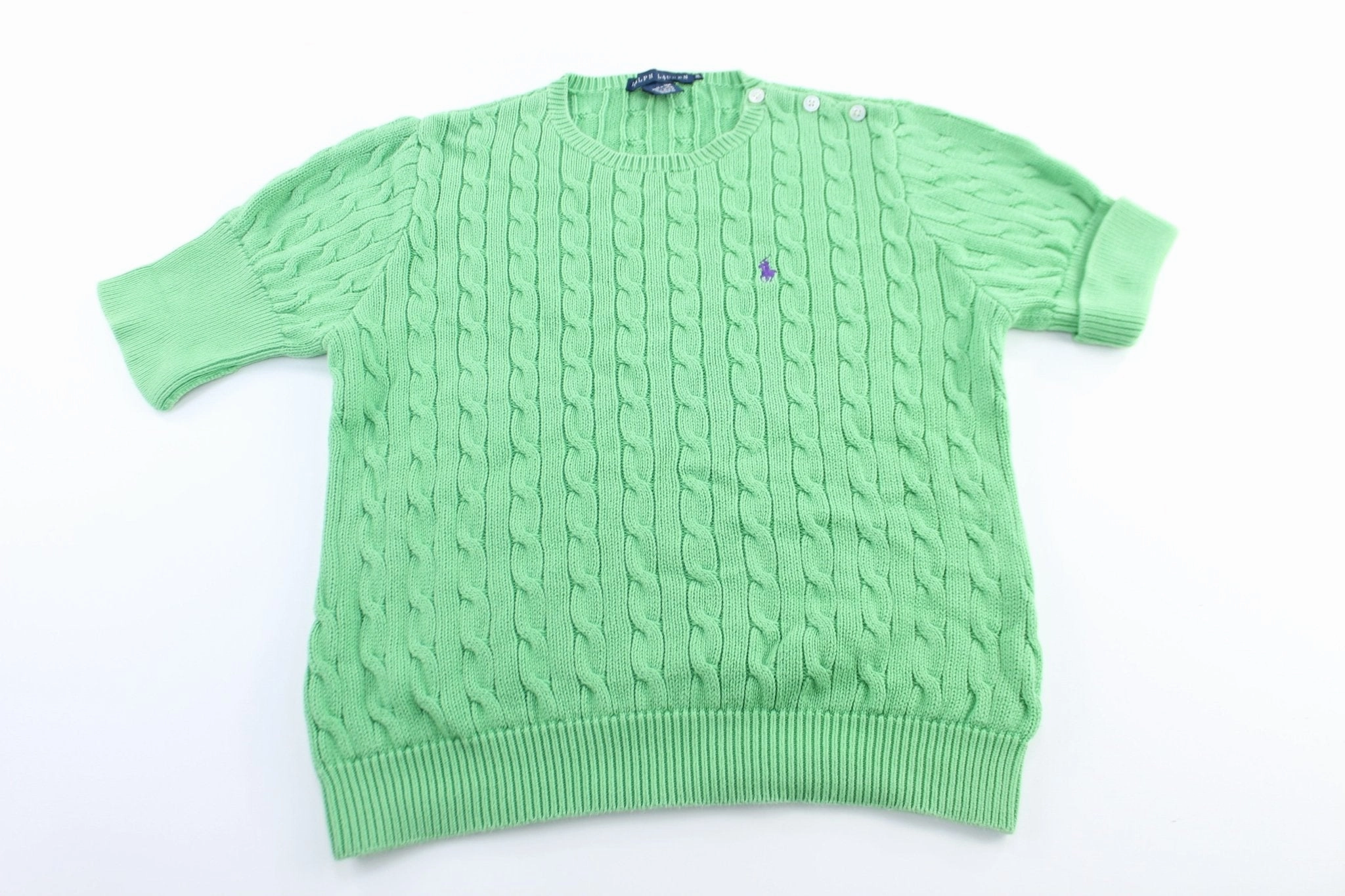 Women's Ralph Lauren Embroidered Logo Green Sweater Top Timeless Bold product gym ready performance