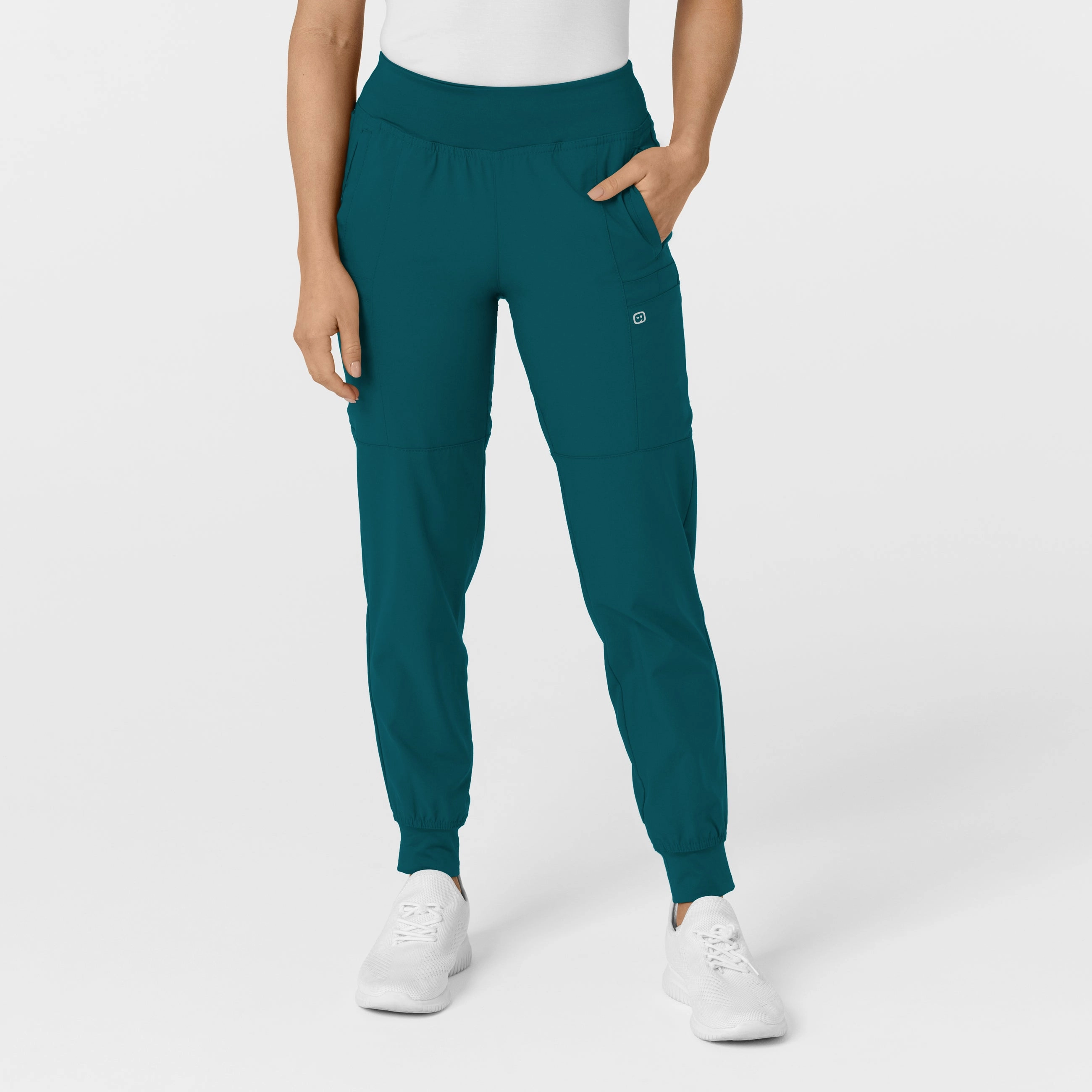 Relaxed Fit Quick Motion W123 Women's Comfort Waist Cargo Jogger Scrub Pant - Caribbean