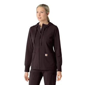 Carhartt Women's Full Zip Waffle Hoodie - Dark Sepia Formal Tank Abrasion Resistant Surface