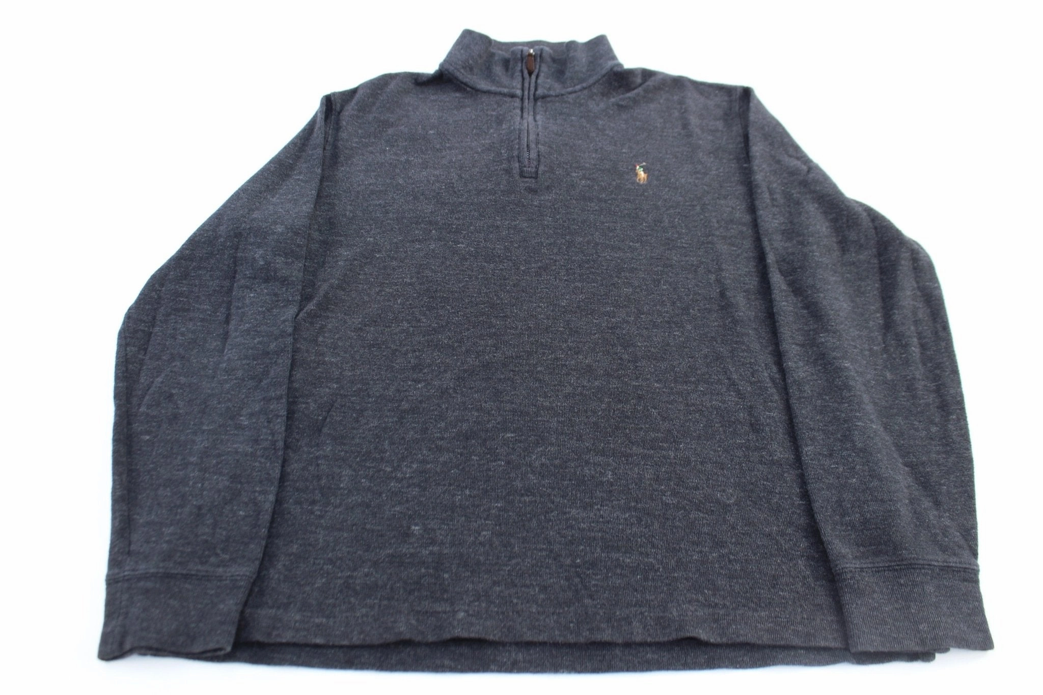 Polo Ralph Lauren Embroidered Logo Grey Quarter Zip Sweater color fast product comparison