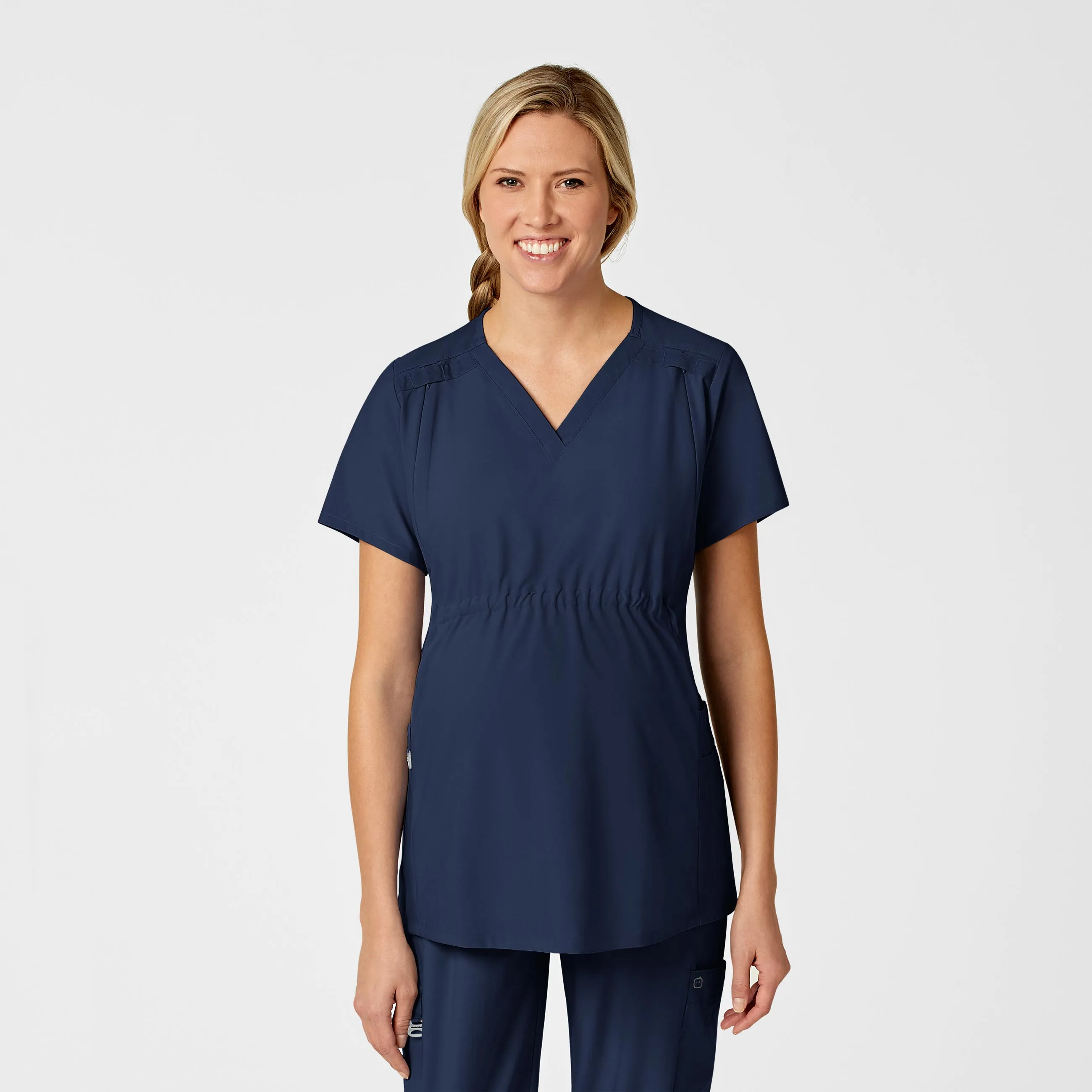 Unstructured Fit SleevelessOption W123 Maternity V-Neck Scrub Top - Navy