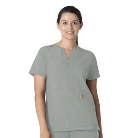 Carhartt Force Essentials Women's Notch Neck Tunic Scrub Top - Grey Fitted Shirt Wrinkle Free Weave
