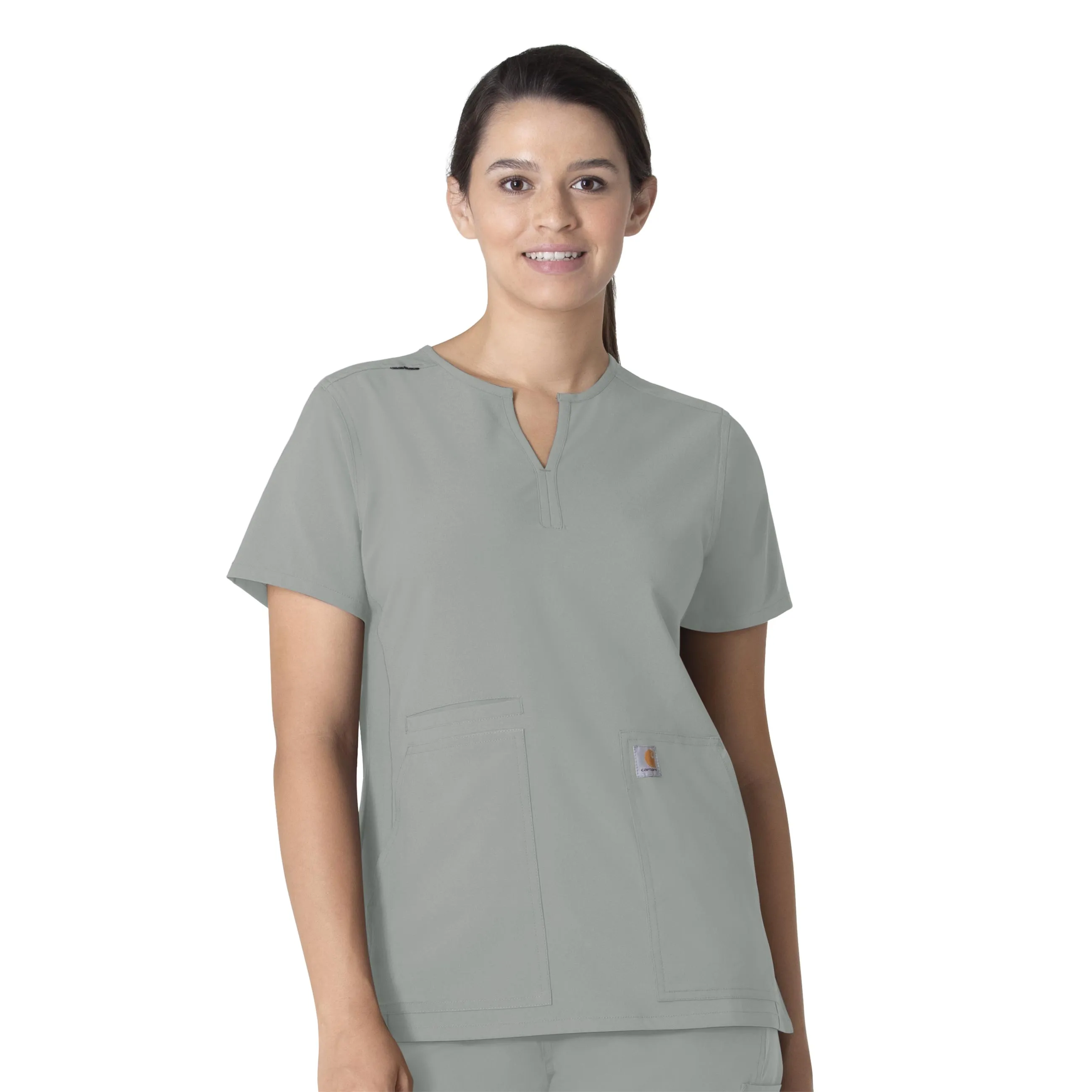 Tear Resistant Reinforcement Carhartt Force Essentials Women's Notch Neck Tunic Scrub Top - Grey